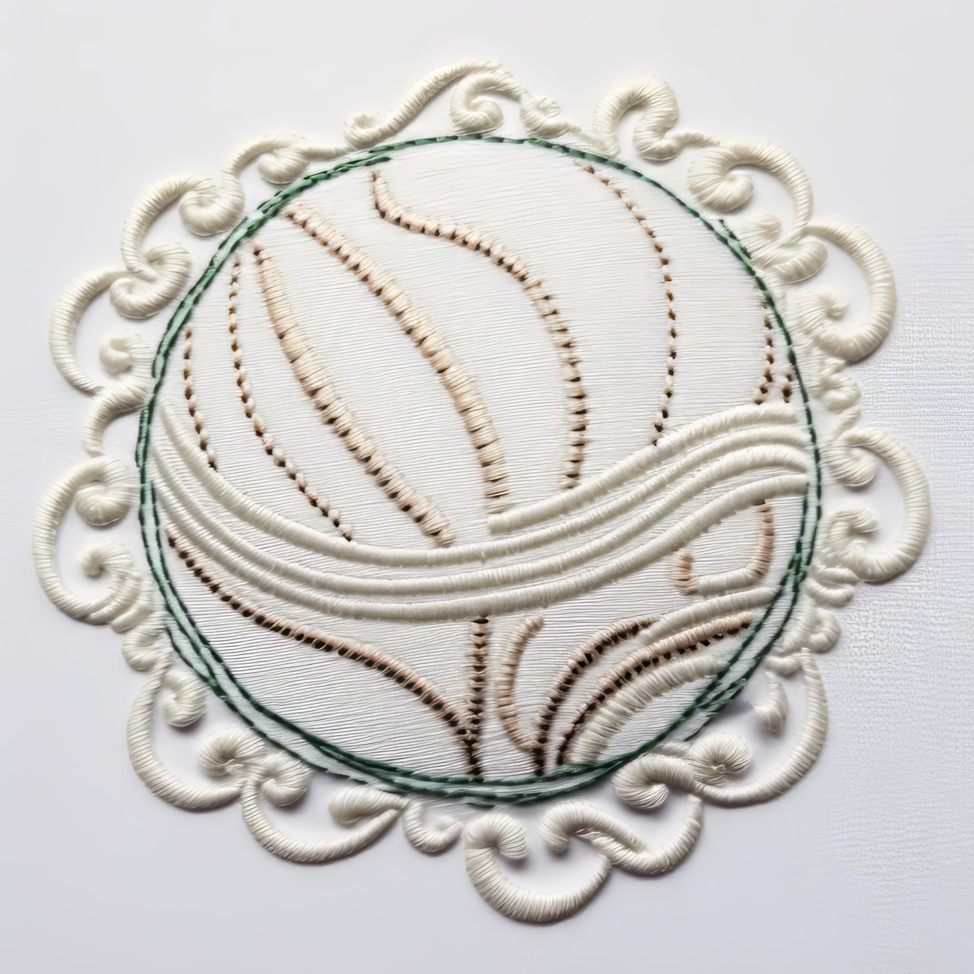 Close-up embroidered badge on fabric